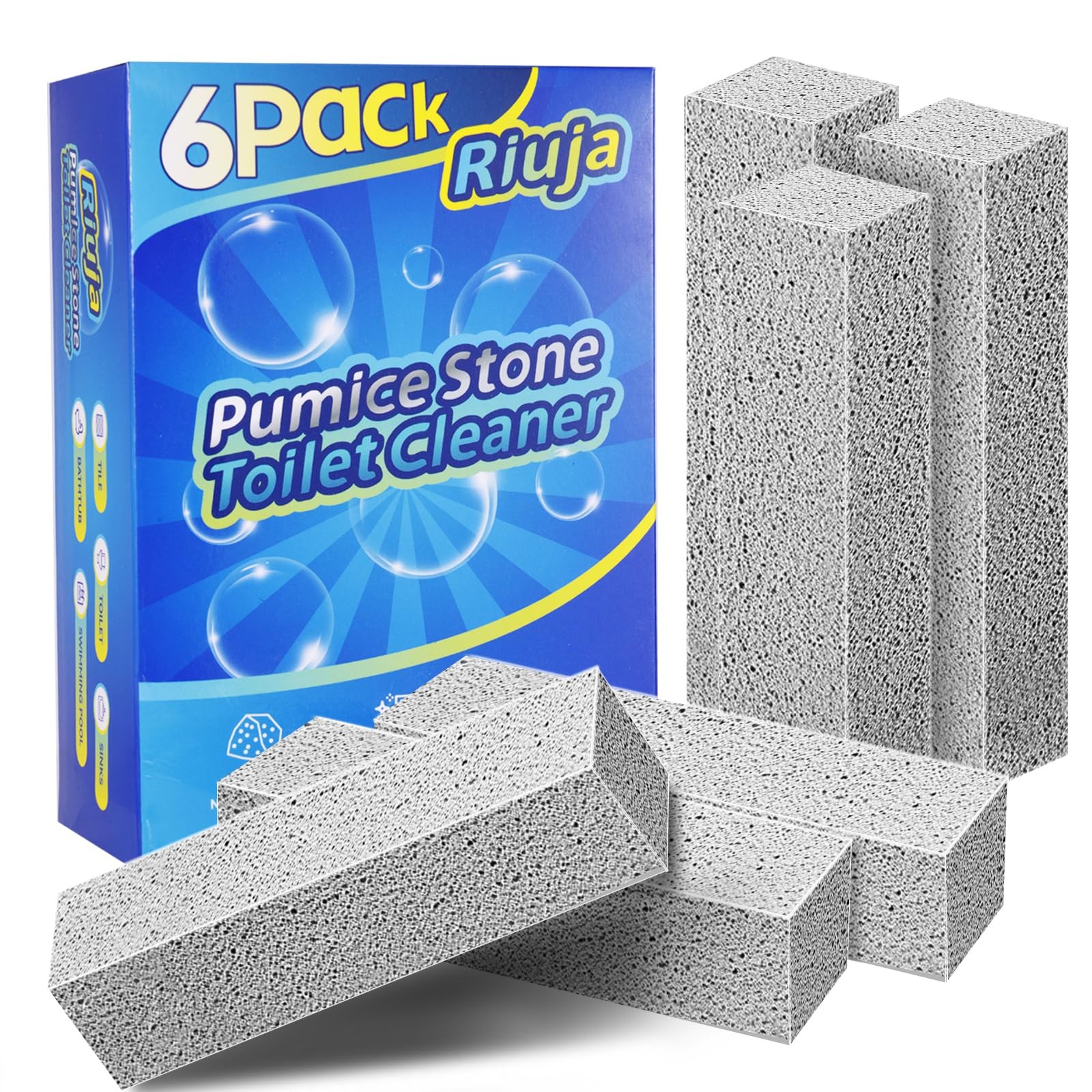 6 Pack Pumice Stone Toilet Bowl Cleaner, Pumice Stone for Cleaning, Powerfully C