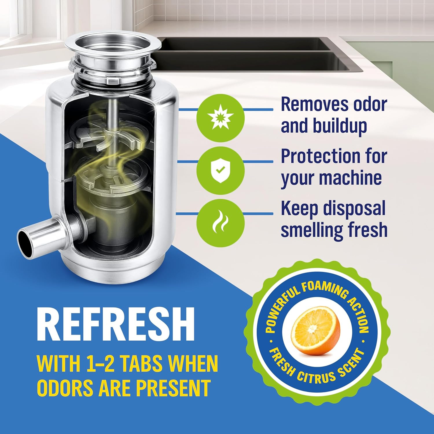24 Pack Garbage Disposal Cleaner Tablets Foaming Citrus Drain Deodorizer