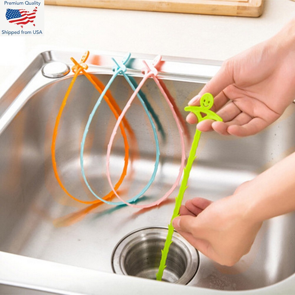Drain Stick Hair Clog Remover Plastic Hook Hand Snake Easy Plumbing Pipe UnBlock