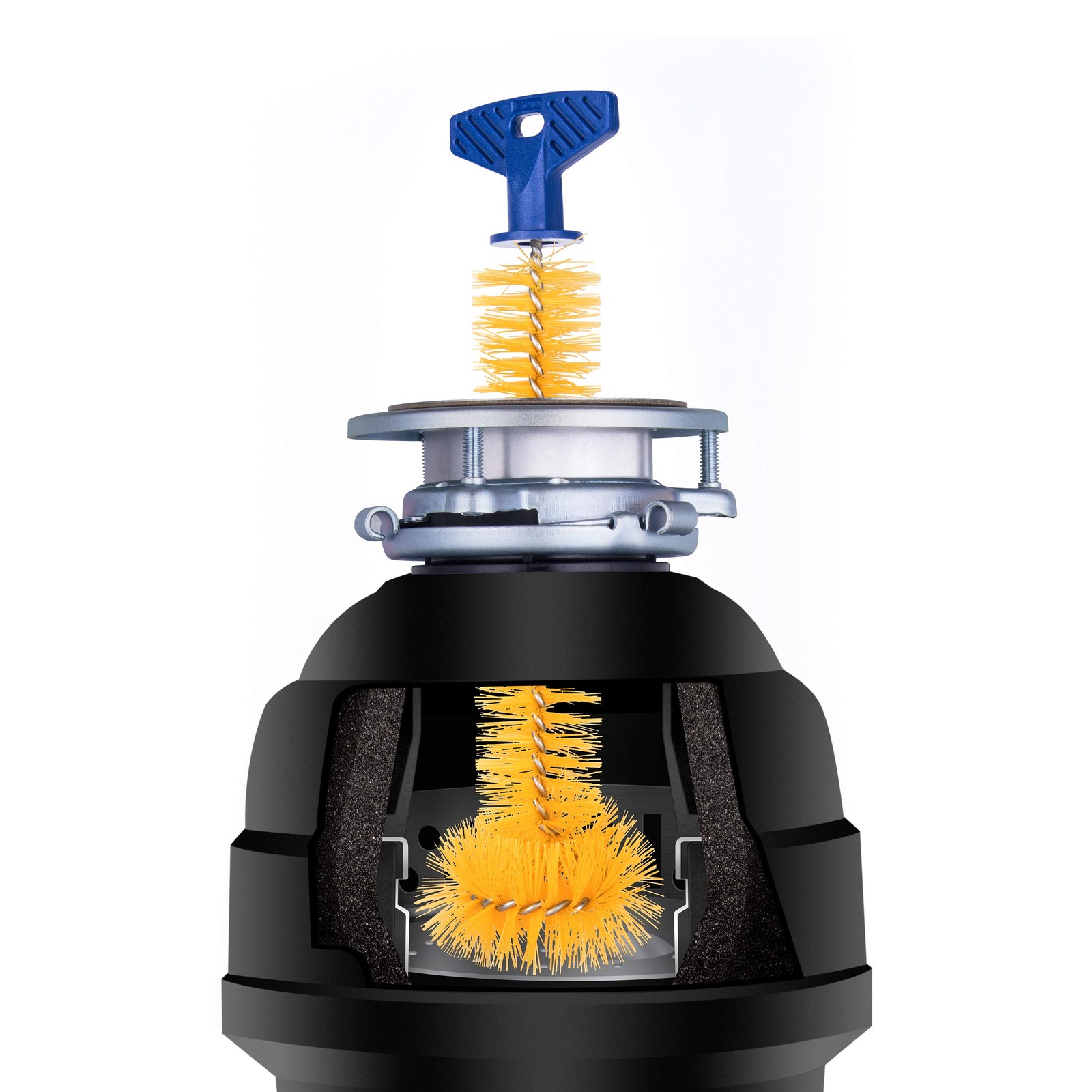 Universal Garbage Disposal Brush, Sturdy Grip Handle, 11-Inches,Yellow
