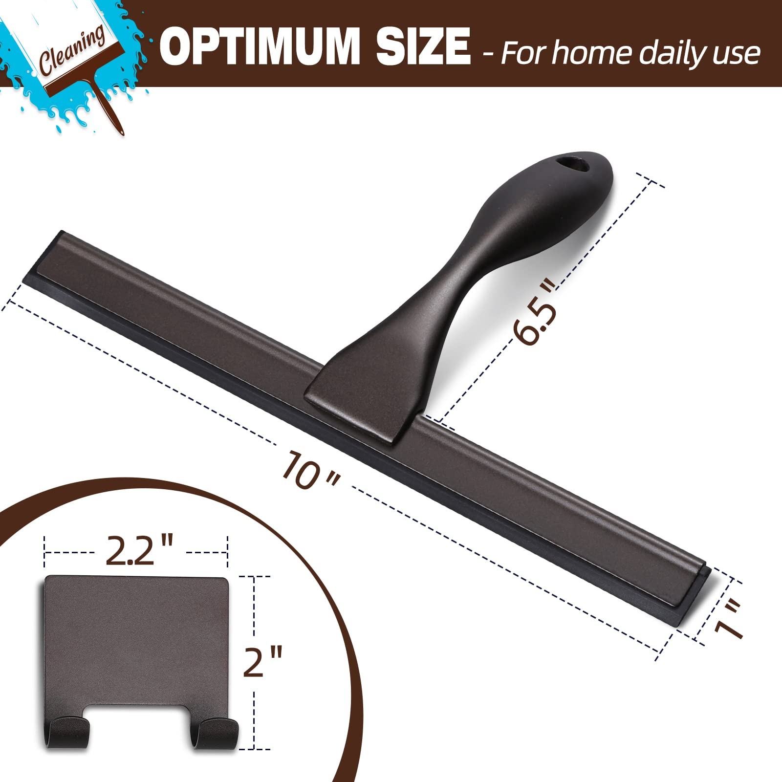 NETANY Shower Squeegee, 10-Inch Bronze Squeegee, All-Purpose Stainless Steel …