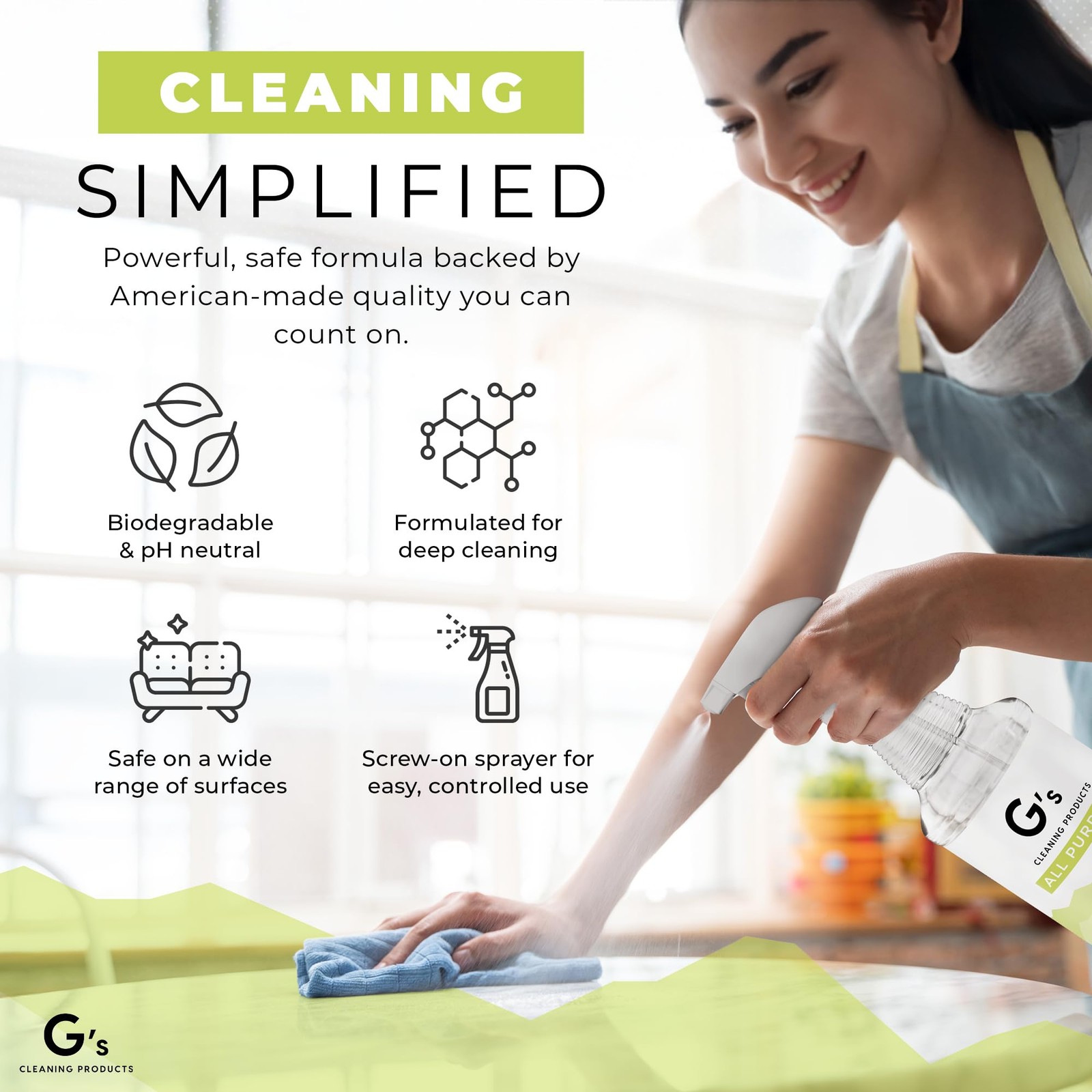 G s Cleaning Biodegradable All Purpose Cleaner 32 oz Non Toxic Natural Cleaning