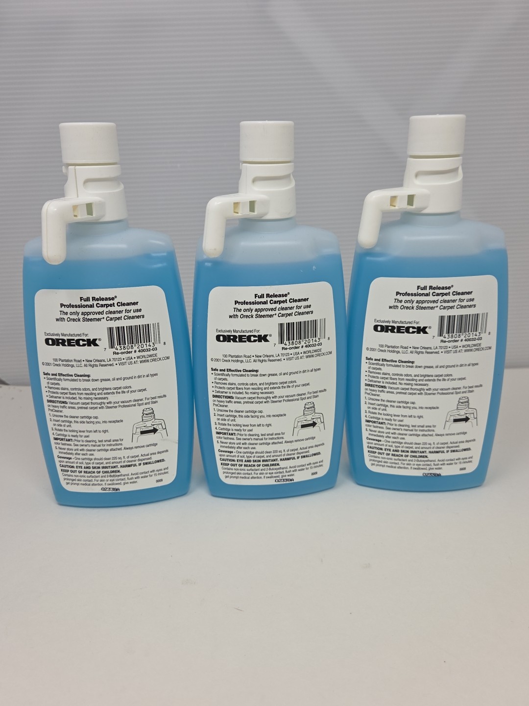 3 Oreck Professional Full Release Carpet & Hard Floor Cleaner SEALED 15 Oz Each