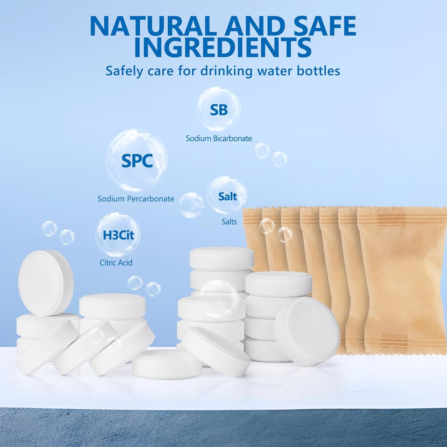 Water Bottle Cleaning Tablets-48 Pack, Bottle Bright Clean Stainless Steel, Ther