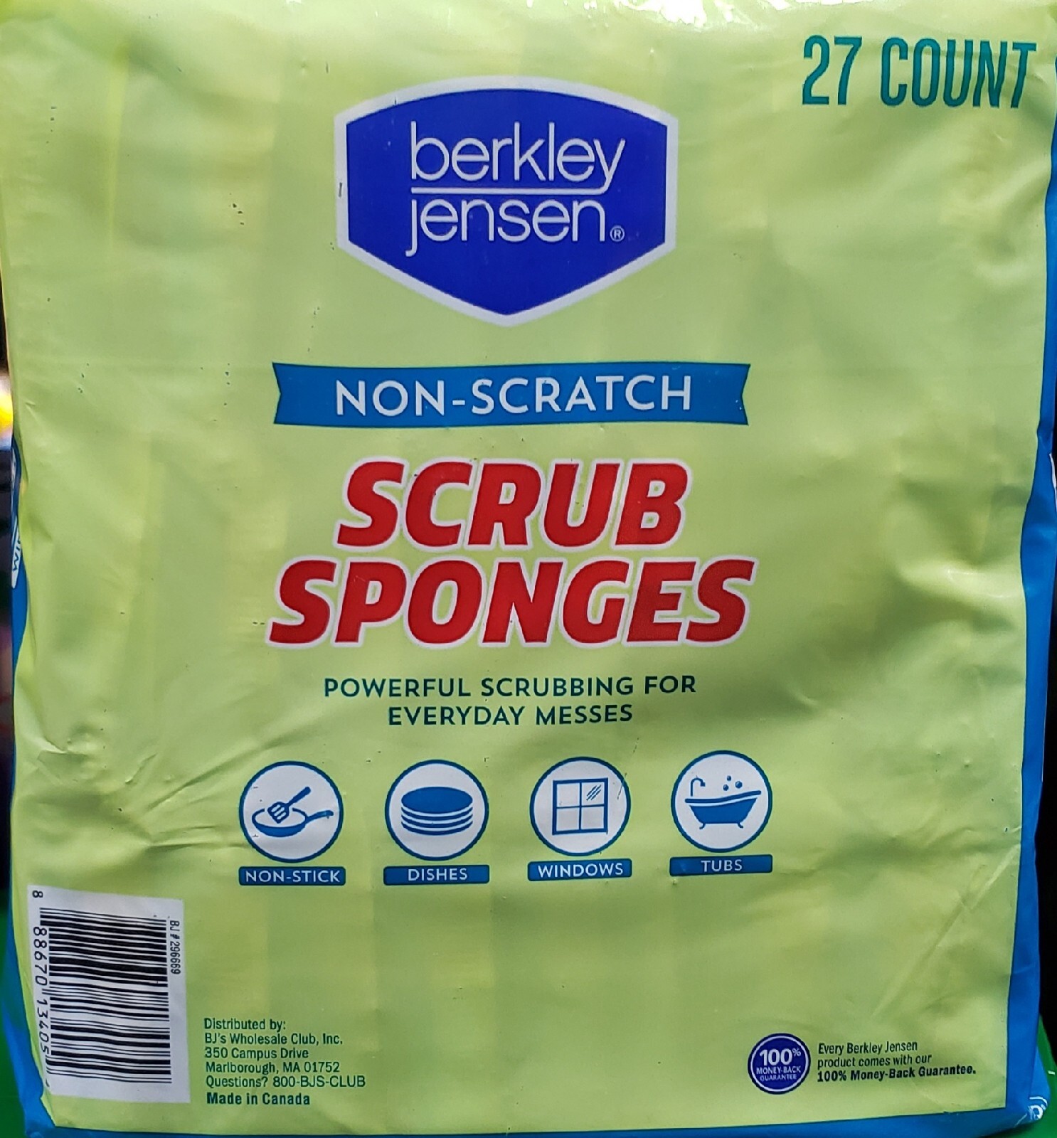 Berkley Jensen Non-Scratch Scrub Sponges 27 Pack Clean Wash Scotch Cellulose