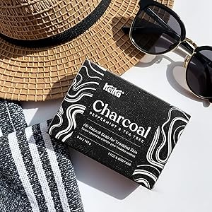 Charcoal Black Soap Bar for Eczema, Psoriasis, Face, Body, Men Women Teens with