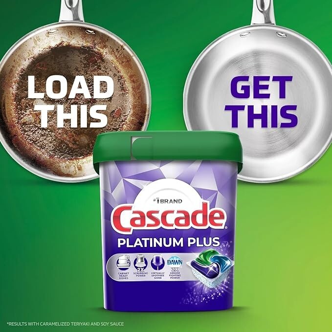 Cascade Platinum Plus Dishwasher Pods, Dish Detergent 66 pods (3 pack/22 pods)