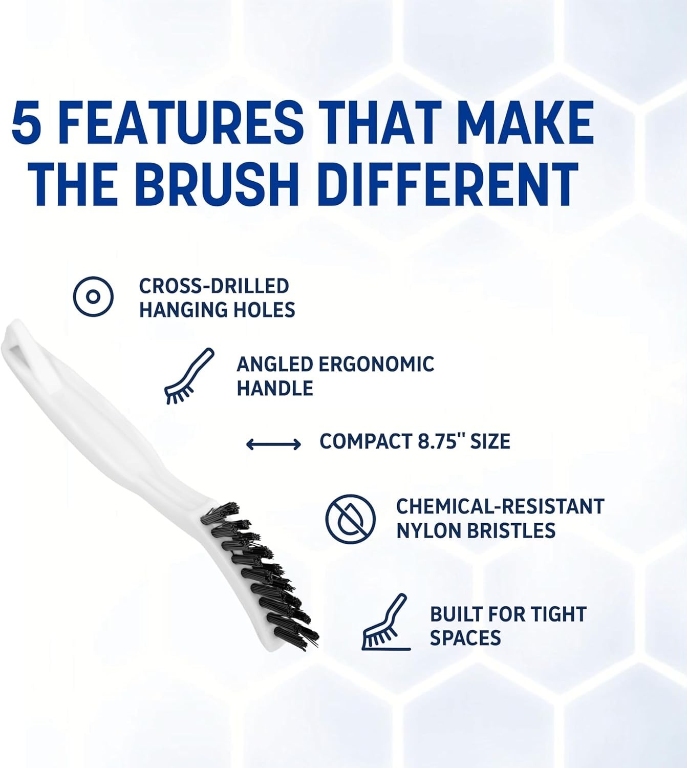 Compact Crevice Brush Set, 24-Pack, White, 8 Inches