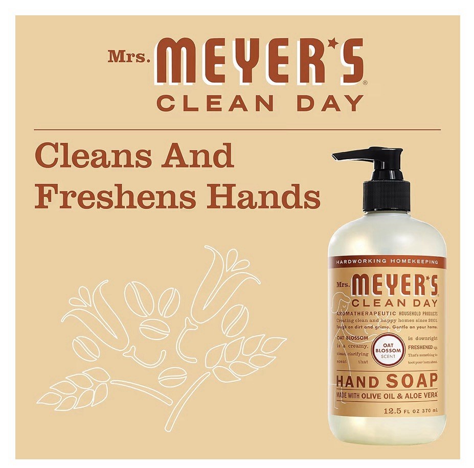 Mrs. Meyer’s Clean Day Liquid Hand Soap, Oat Blossom Scent, 12.5 Ounce Bottle