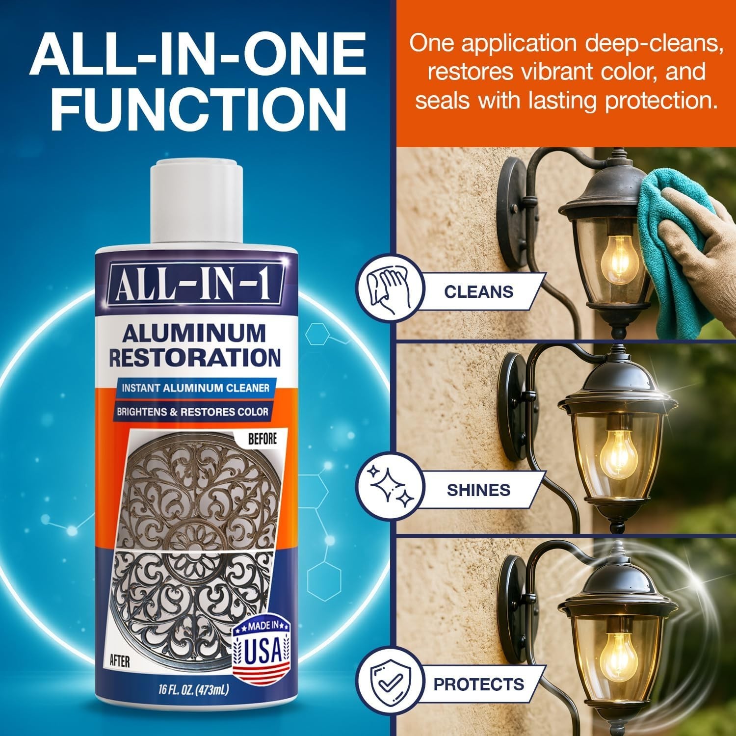 All-In-1 Aluminum Cleaner & Restoration Solution – Made in USA, Restores Faded P