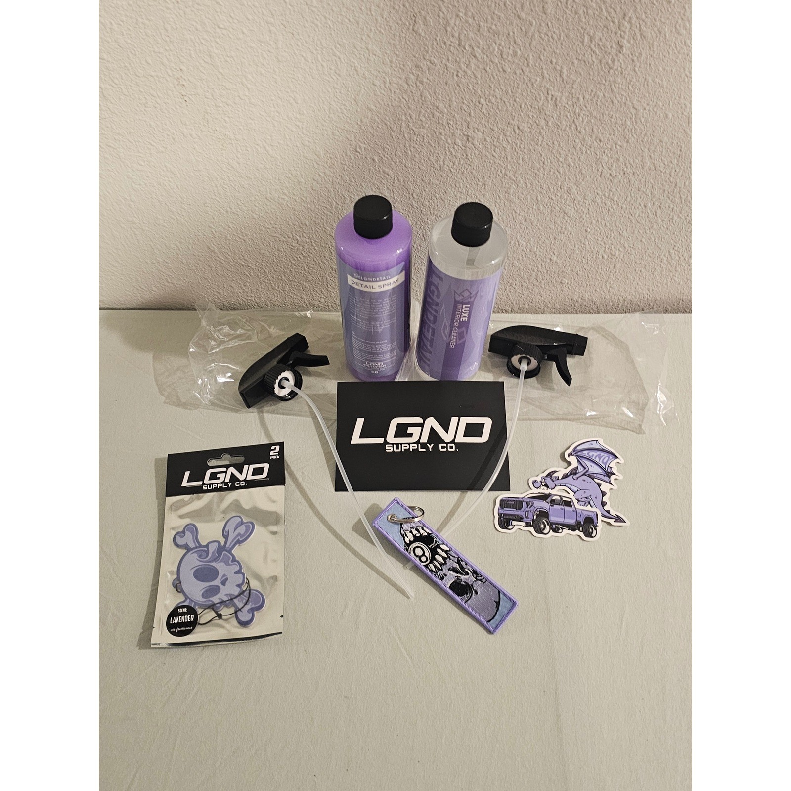 LGND Supply Co Detail Spray Luxe Interior Cleaner Air Freshener Keychain Bundle