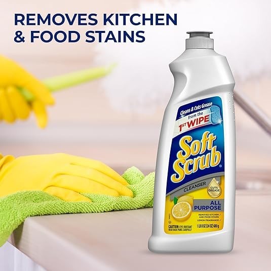 Soft Scrub All Purpose Surface Cleanser, Lemon, 24 Fluid Ounces