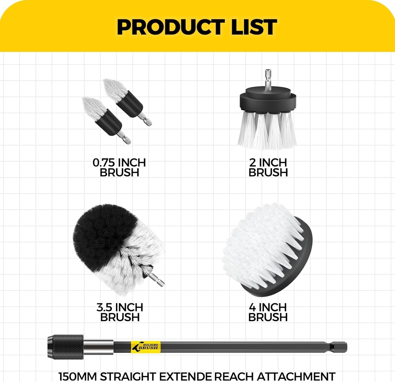 6 Pcs Drill Brush Car Detailing Kit with Extend Attachment Soft Bristle Power US