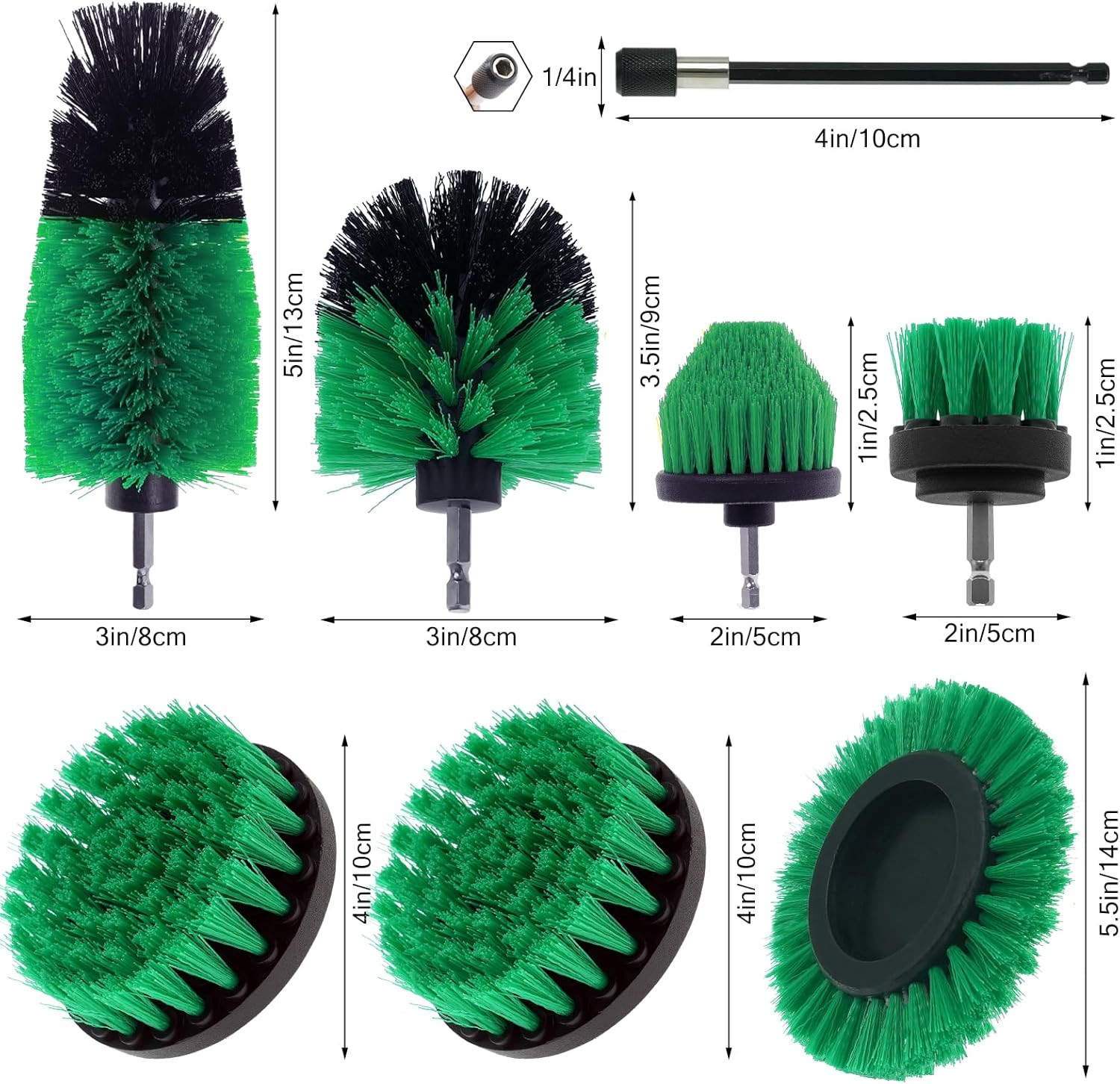 8 Pcs Drill Brush Attachment Set, Power Cleaning Scrub Brush Kit with Extend Lon