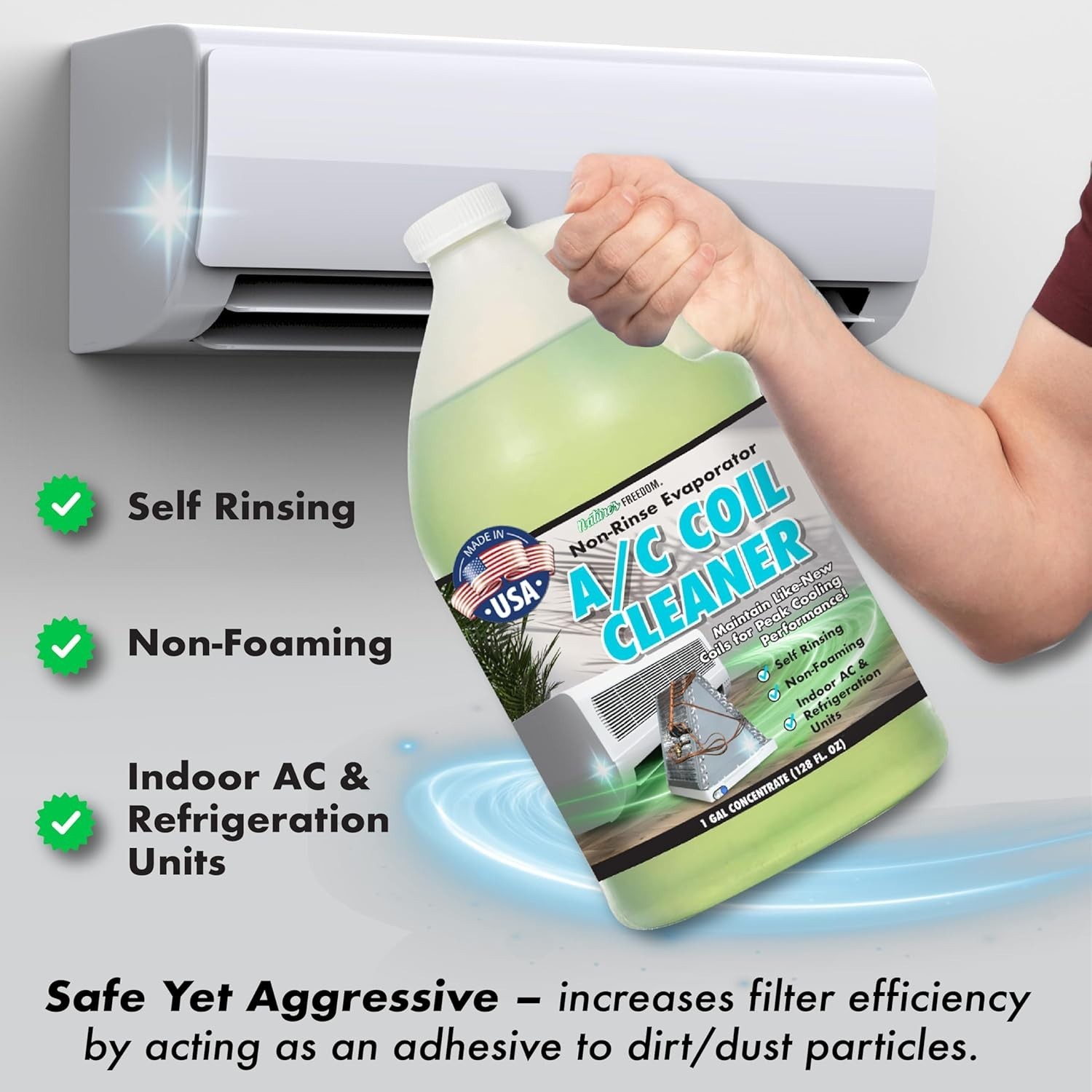 Nature’s Freedom Indoor AC Coil Cleaner with Pump Sprayer – 1 Gallon