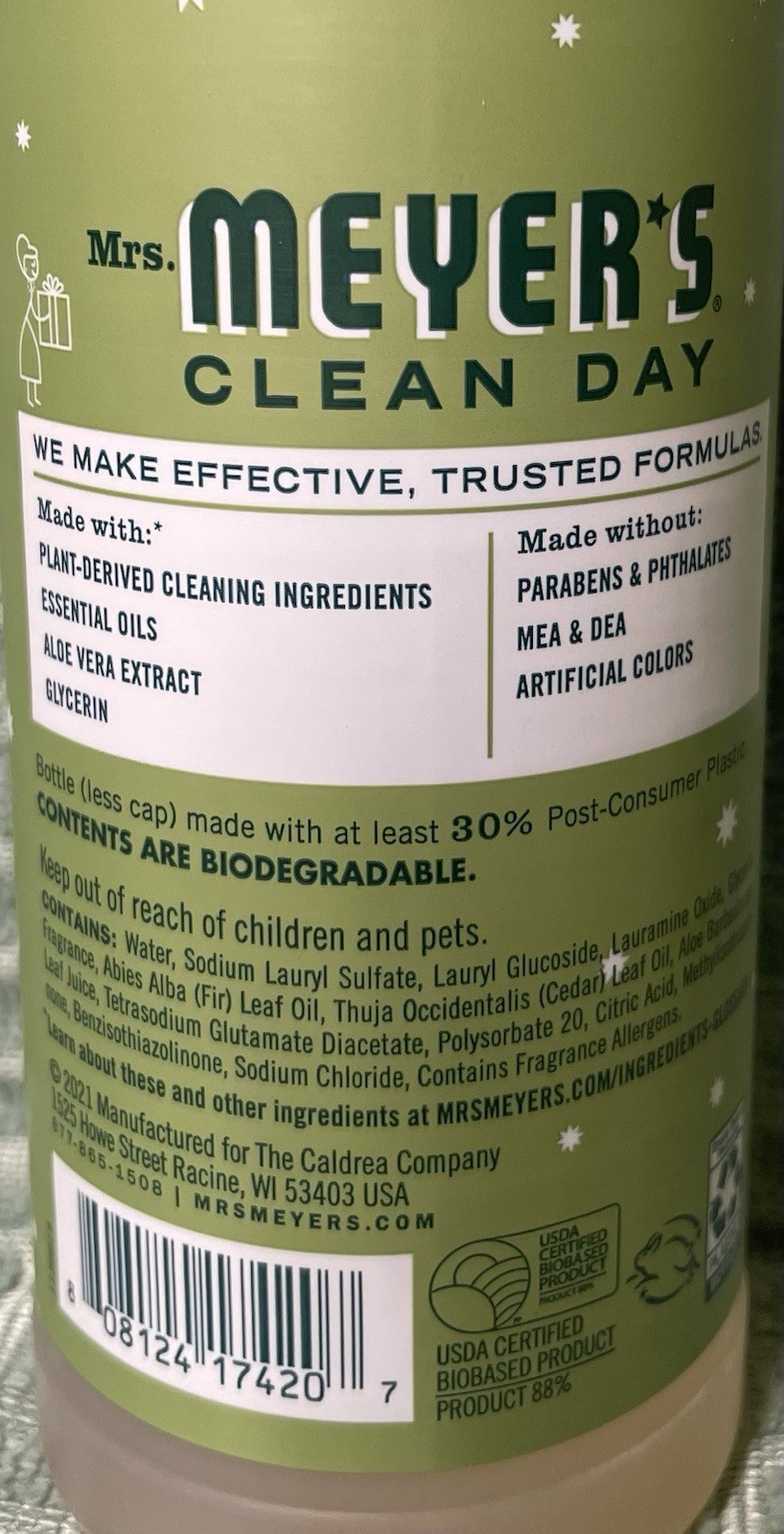 Mrs Meyer’s Clean Day Dish Soap Iowa Pine Scent 16 Oz 1pk Biodegradable Ltd Ed