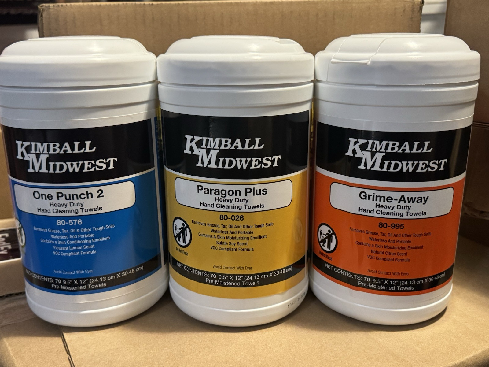 (Lot of 3) Kimball Midwest FRUIT PUNCH, CITRUS, LEMON wipes! 70 per tub- AMAZING