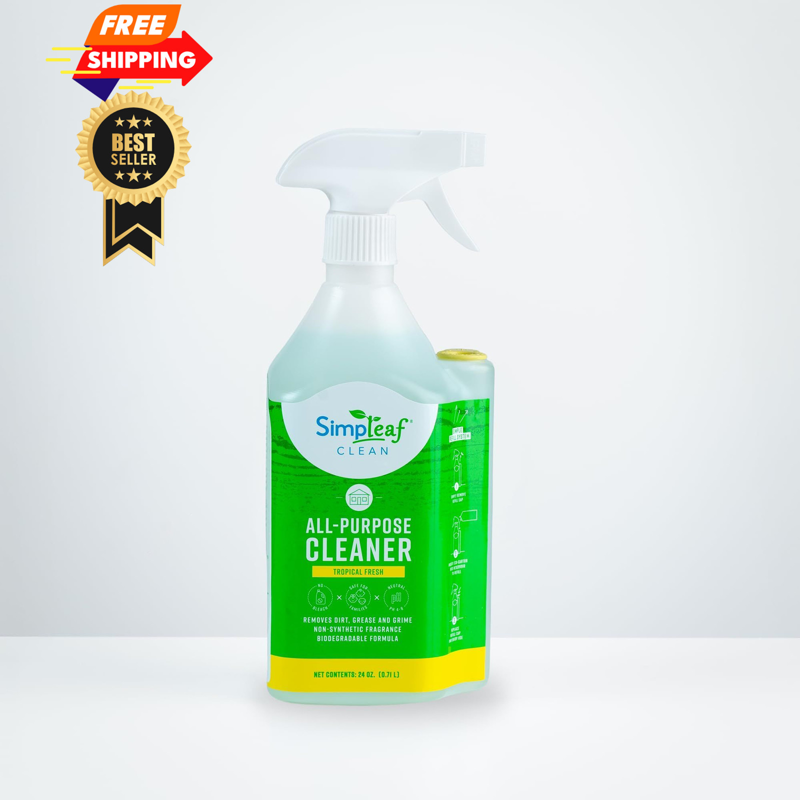 Simpleaf Clean All Purpose Cleaner | Refill System 24 Fl Oz (Pack of 1)