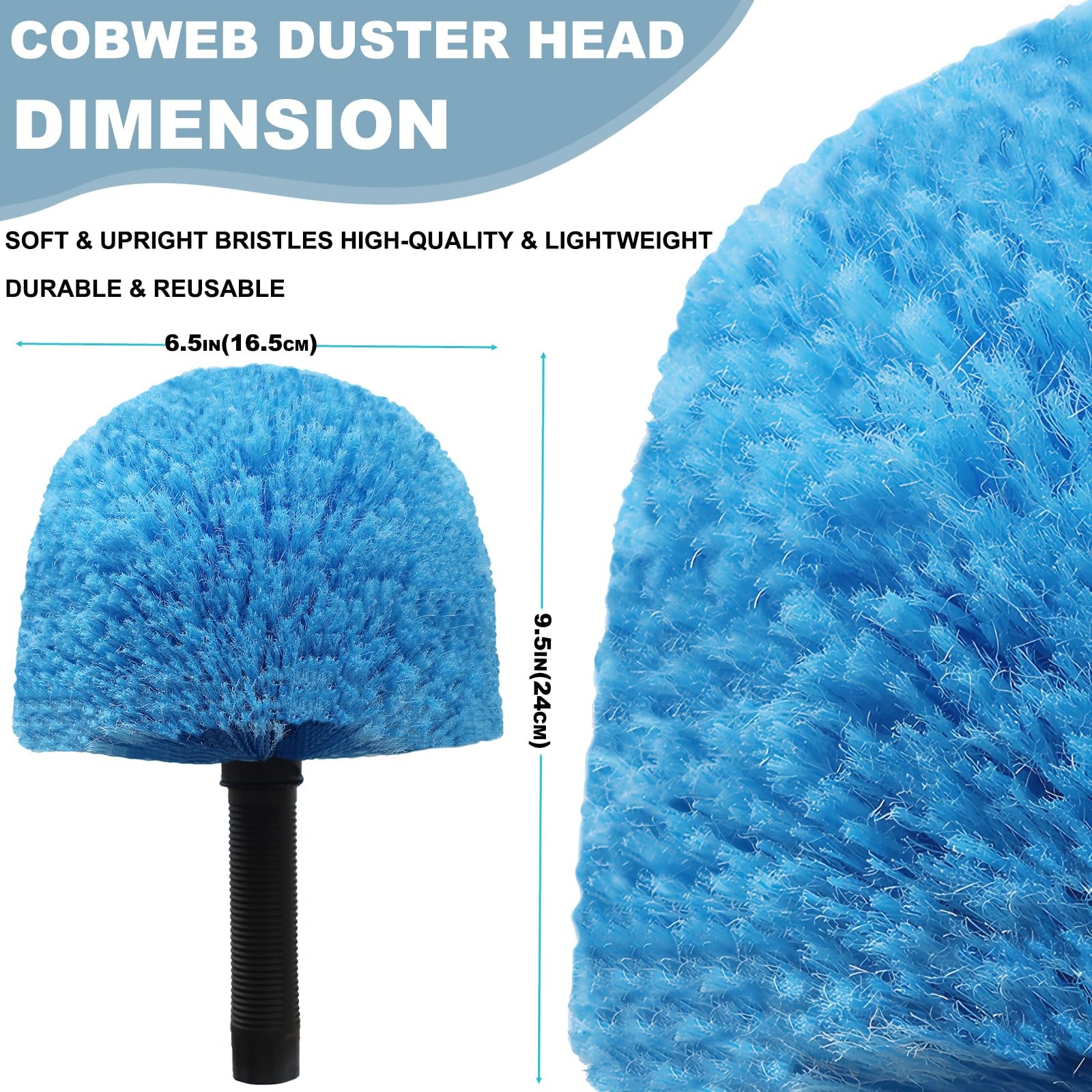 2 Pack Cobweb Duster Head Brush Twist On Web Cleaning Tool for Outdoor Indoor