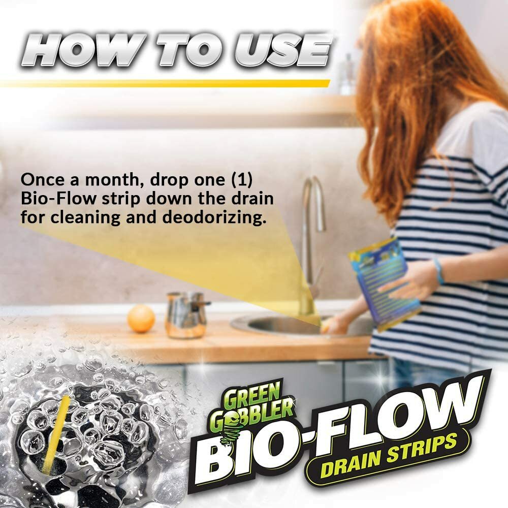 Lemon Scent BIO-FLOW Drain Strips – 12 PAC (Drain Cleaner & Deodorizer)