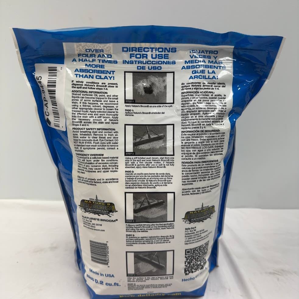 NATURE’S BROOM NBR-100 BIO BASED OIL SPILL ABSORBENT GRANULE POUCH 0.2 CU FT