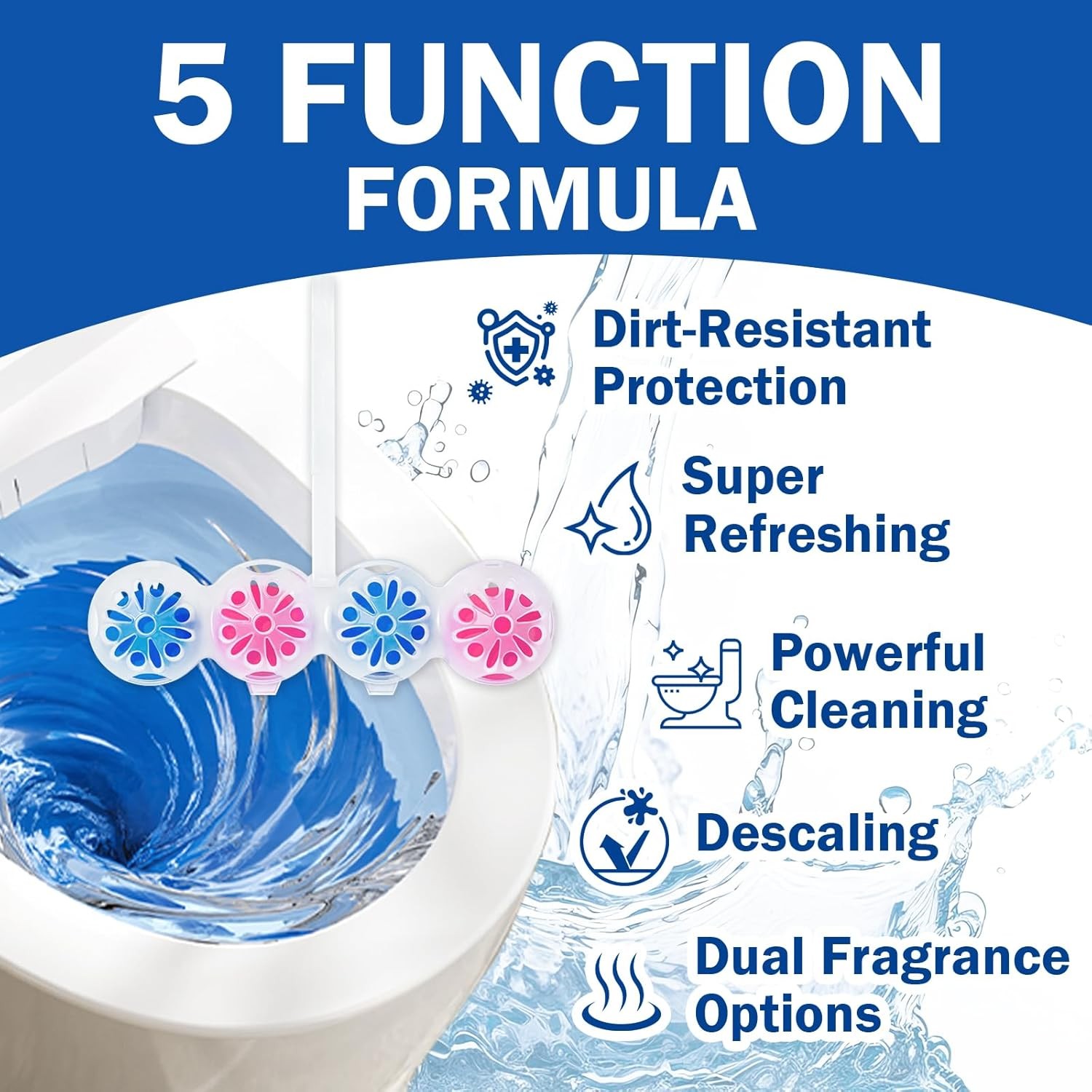 SCENTORINI 4-in-1 Toilet Bowl Cleaner, Rim Hanger Automatic Toilet Bowl Freshene