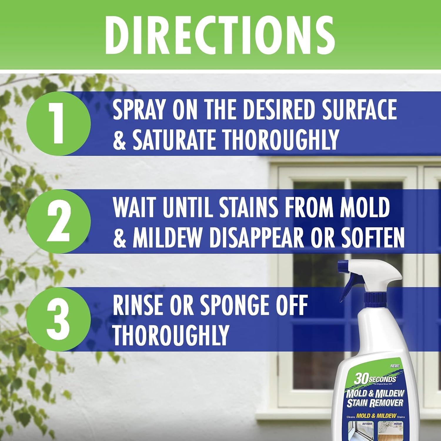 30 SECONDS Mold & Mildew Stain Remover Spray- Indoor & Outdoor Use – 2 Pack (2)