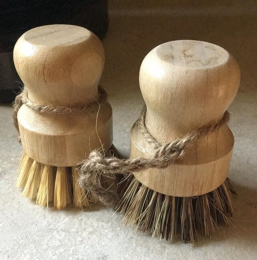 Bamboo Dish Brush Set 4 Pcs Palm Wooden Dish Scrubber Brush Bubble up Dish Brush