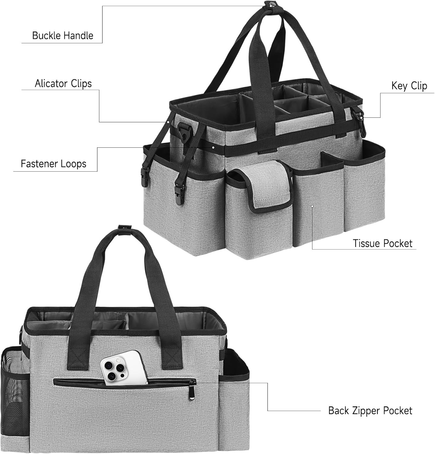 Cleaning Caddy,Cleaning Bag for Housekeepers,Cleaning Supplies Organizer with Ha