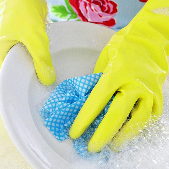 Lot of 4 Packs Dish Washing Latex Gloves SMALL Size Yellow Pairs Packages BN-40