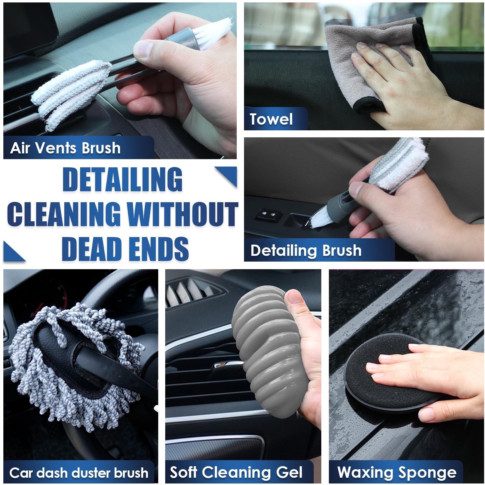 21Piece Car Cleaning Kit with Handheld Vacuum, Mop, Brushes, & Supplies