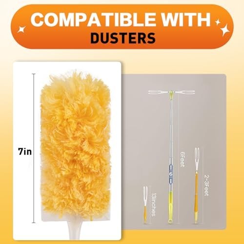 Heavy Duty Disposable Duster Refills Kit, 360° Multi-Surface Cleaning Tool, 3FT
