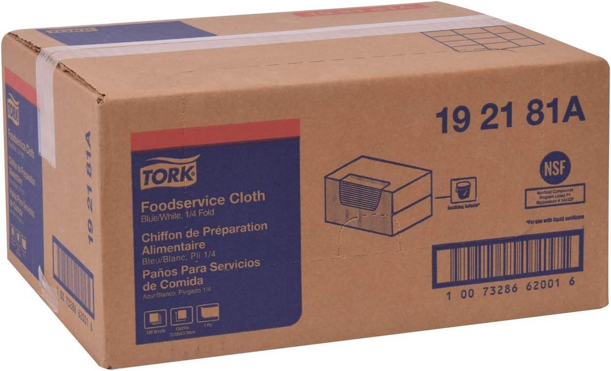 Tork Foodservice Cleaning Towel Blue/White Self Dispensing, 1/4 Folded, 1 x 24