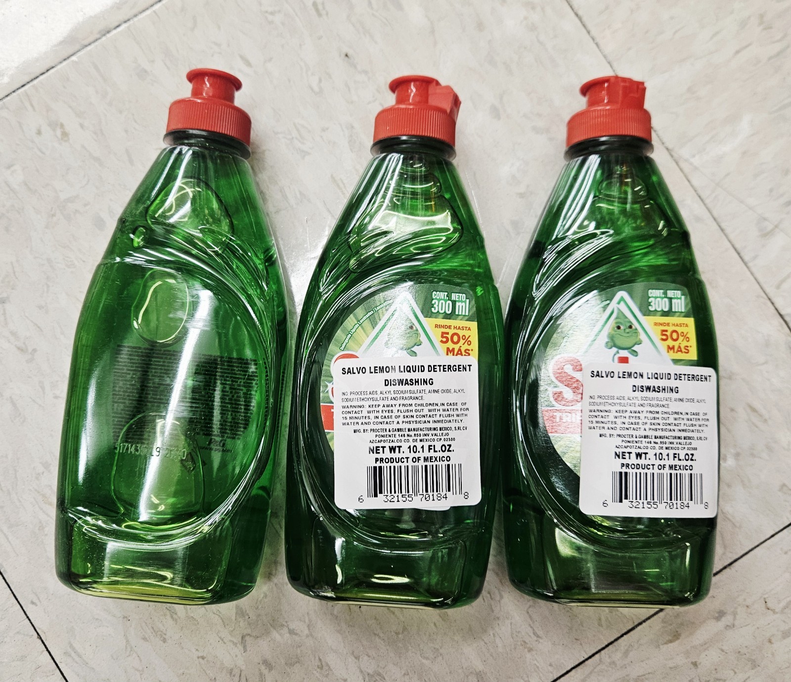 3 BOTTLES OF SOAP SALVO LEMON LIQUID DETERGENT DISWASHING 300 ML