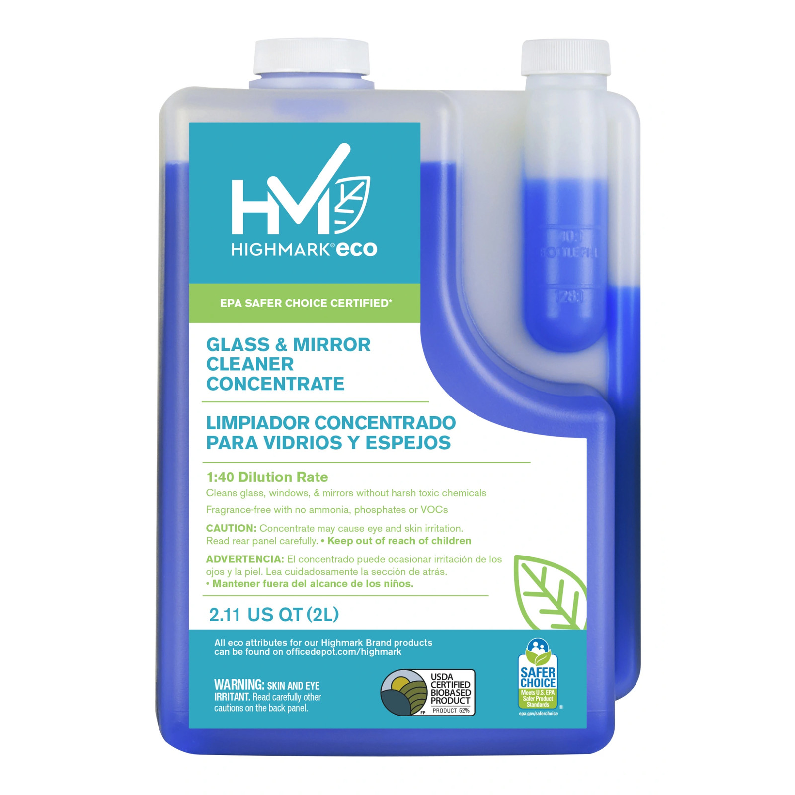 Highmark Glass And Mirror Cleaner Concentrate, 2 Liters, Case Of 4 Bottles