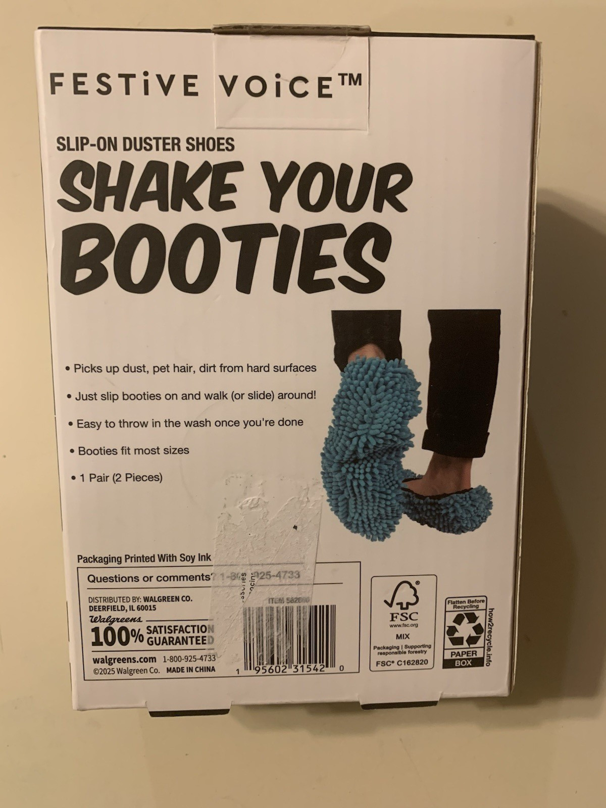 Shake Your Booties Slip On Duster Shoes One size fits most Brand New Sealed Box