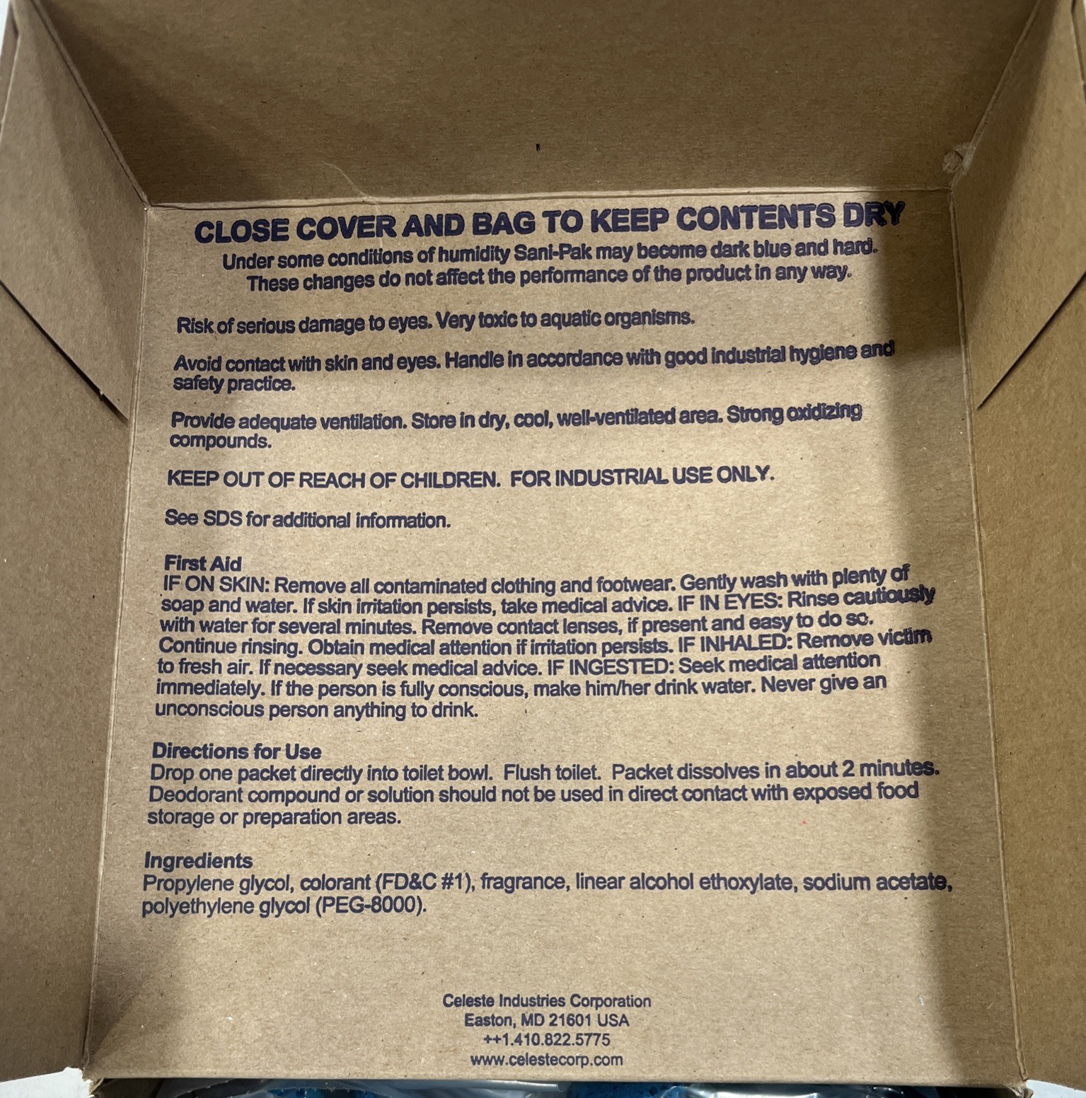 Celeste Sani Pack Concentrated Deodorant For Control Waste Odors, 80ct