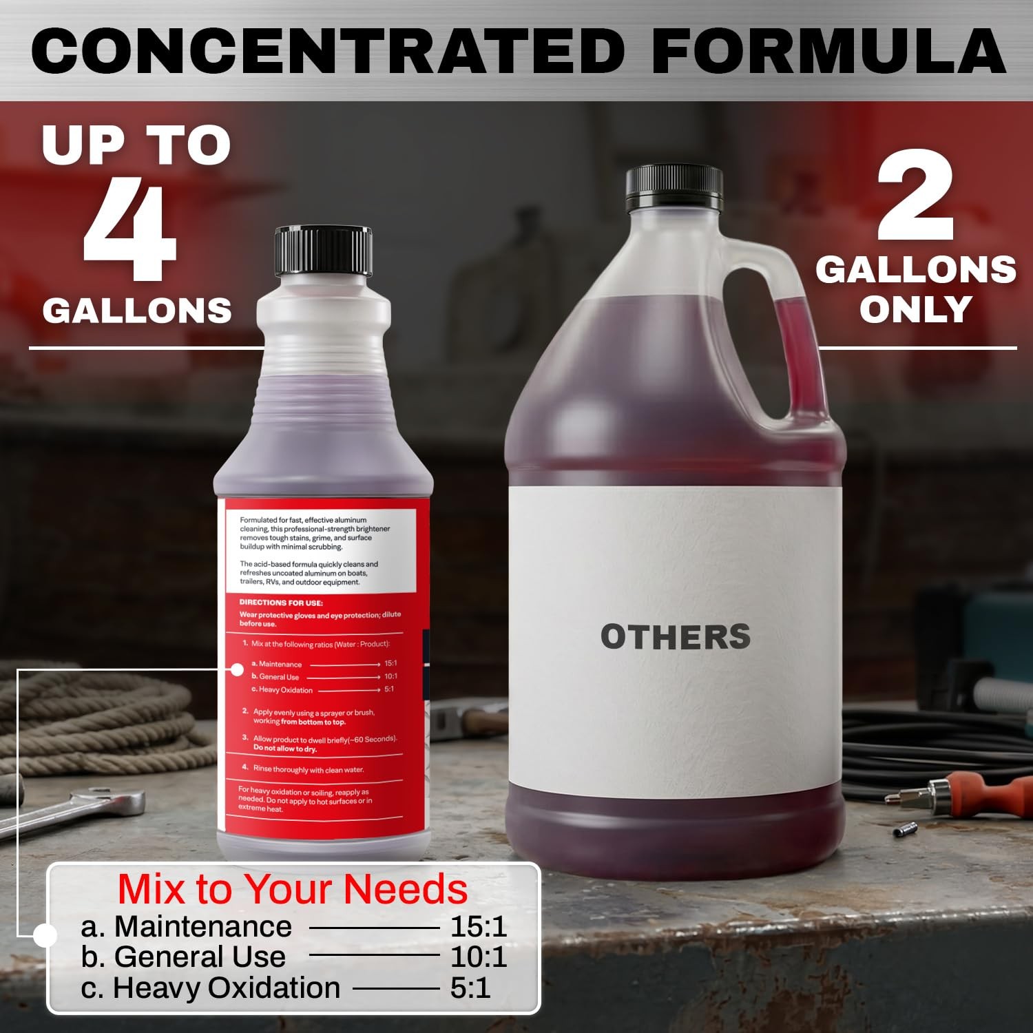 Aluminum Brightener & Cleaner Concentrate 32 oz Makes 4 Gal Boat RV Trailer