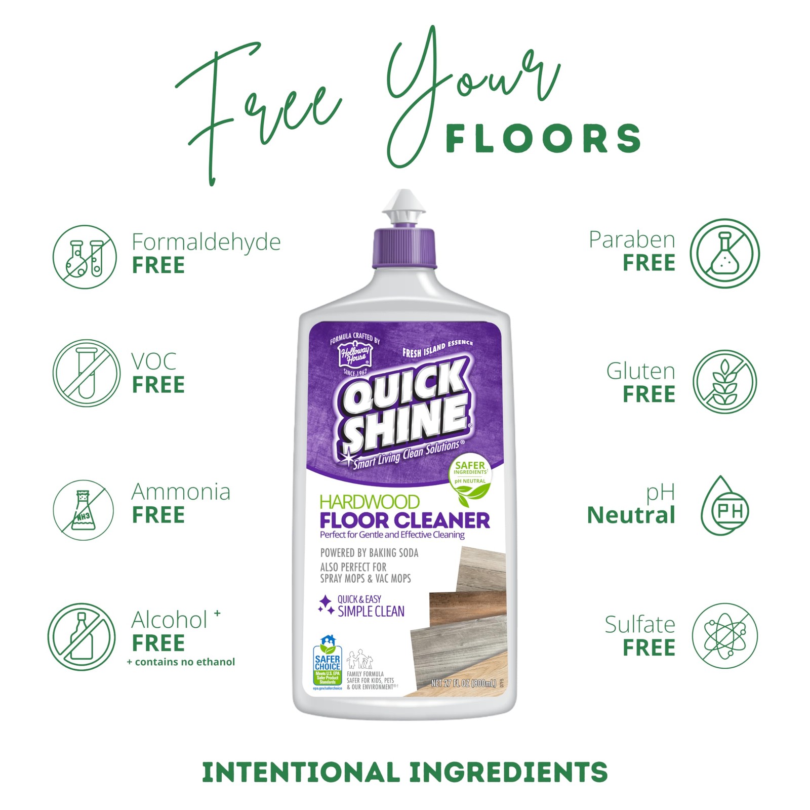 Quick Shine 2 Pack Smart Combo- Includes 1 Hardwood Floor Cleaner & 1 Hardwood