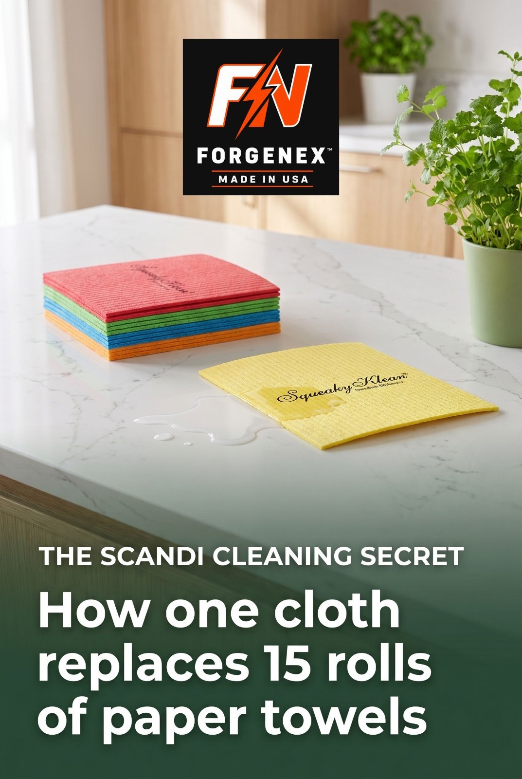 ForgeNex Swedish Dishcloth 12 Pack Reusable Sponge Cloth Paper Towel Alternative