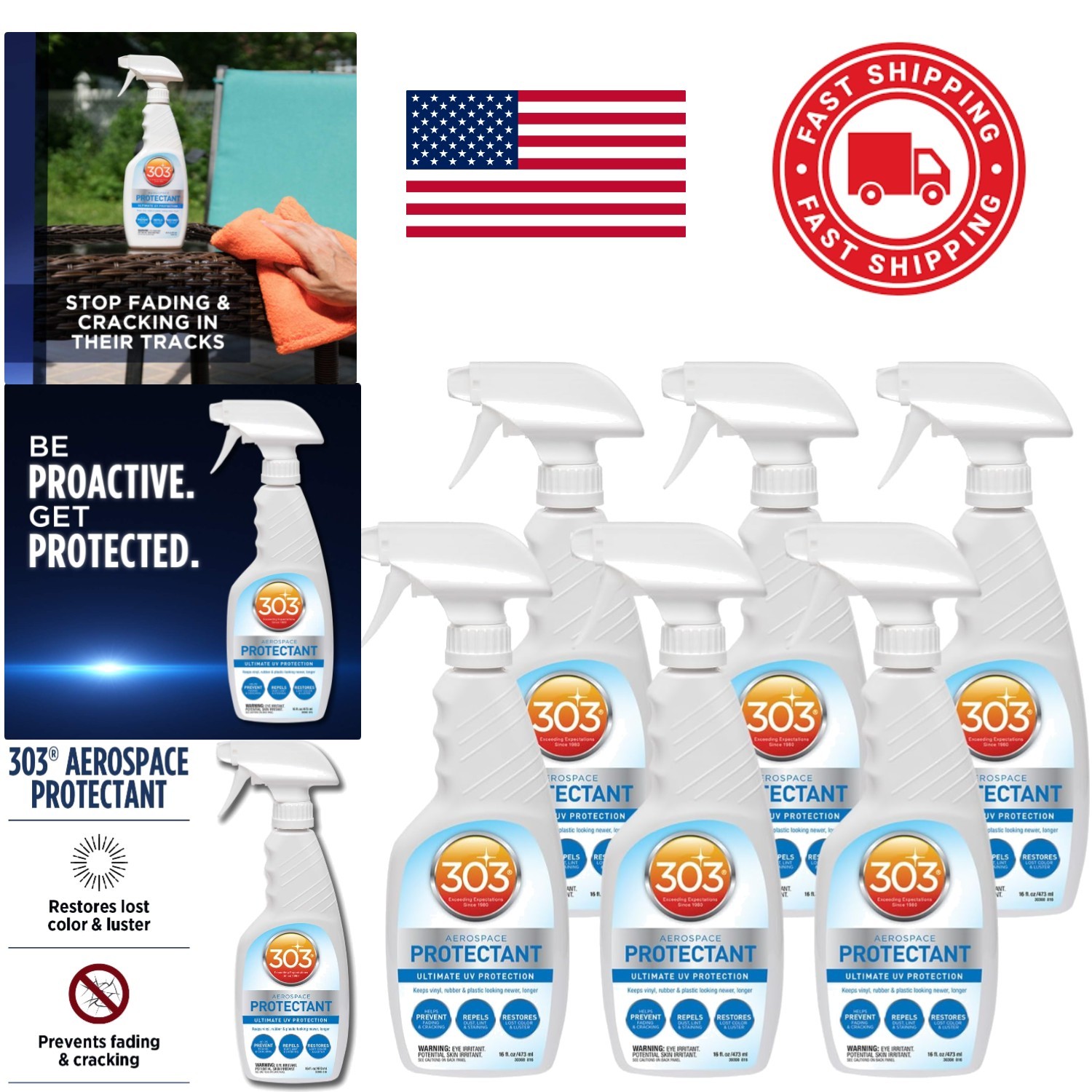 Aerospace Protectant Spray 16 Ounce Pack of 6 for UV Protection and Matte Finish