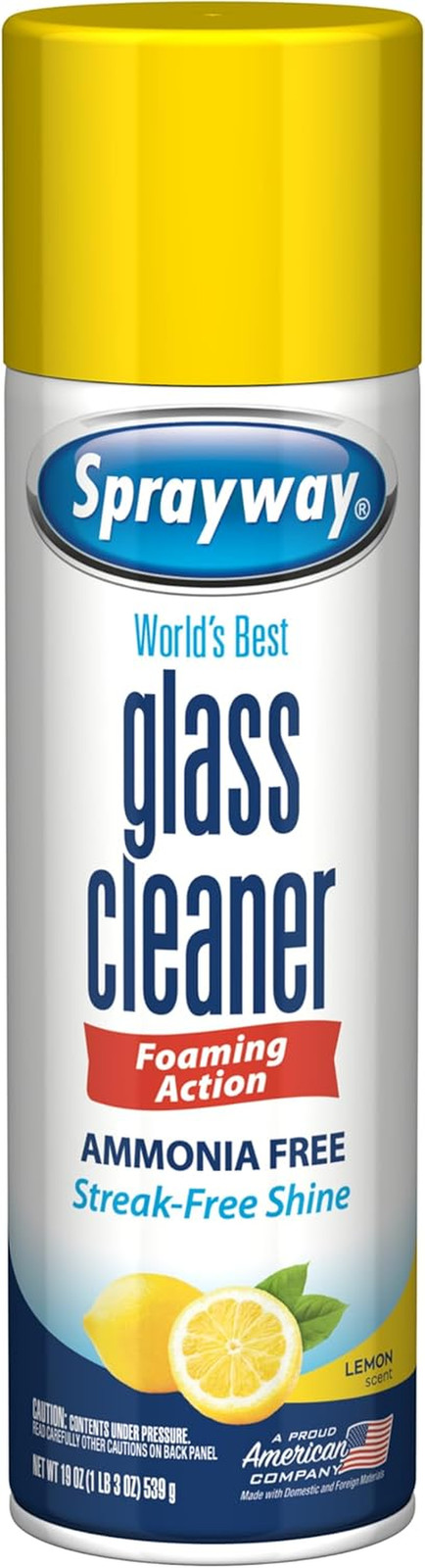 Sprayway Glass Cleaner Lemon Scent Foaming Aerosol Spray, 19Oz, Pack of 6 | Ammo