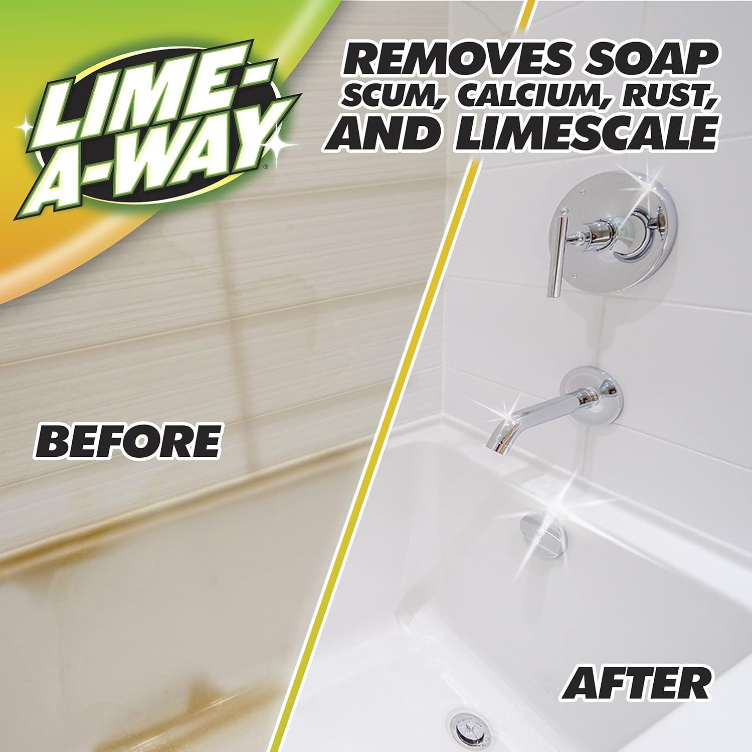 Lime-A-Way Hard Water Stain Remover Spray, Removes Lime, Calcium & Rust in Secon