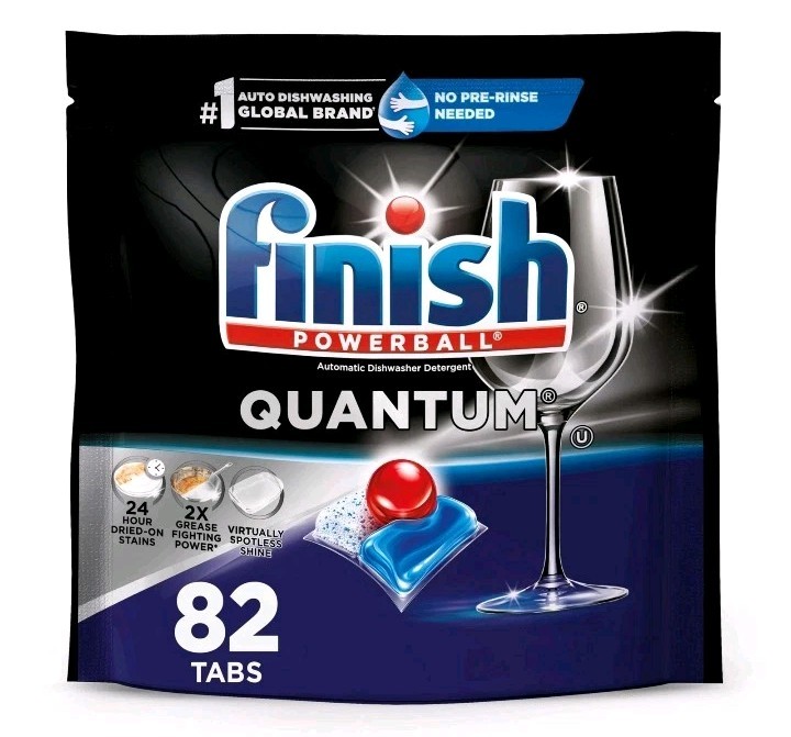 Finish Quantum Dishwasher Pods No Pre-Rinse Detergent For 24HR Dried-On Stain 78
