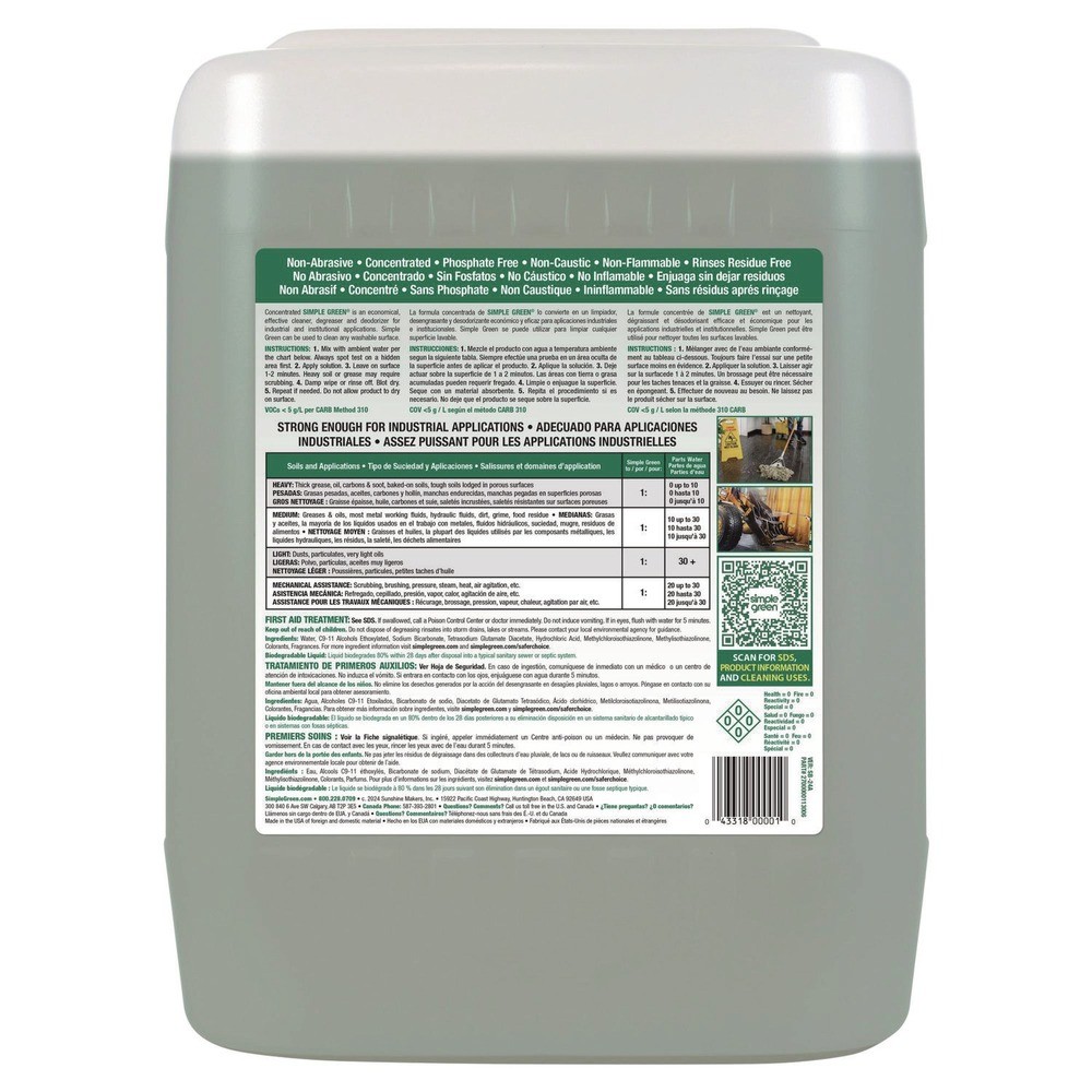Simple Green 13006 5-gal. Concentrated Industrial Cleaner & Degreaser Pail New
