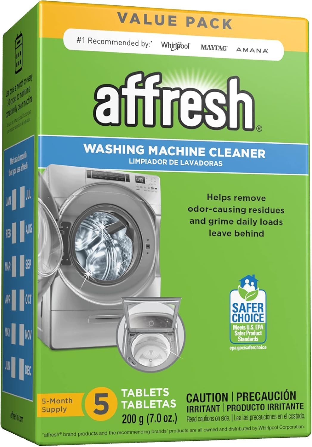Affresh Washing Machine Cleaner, 5 Month Supply, Cleans Front Load and Top Load