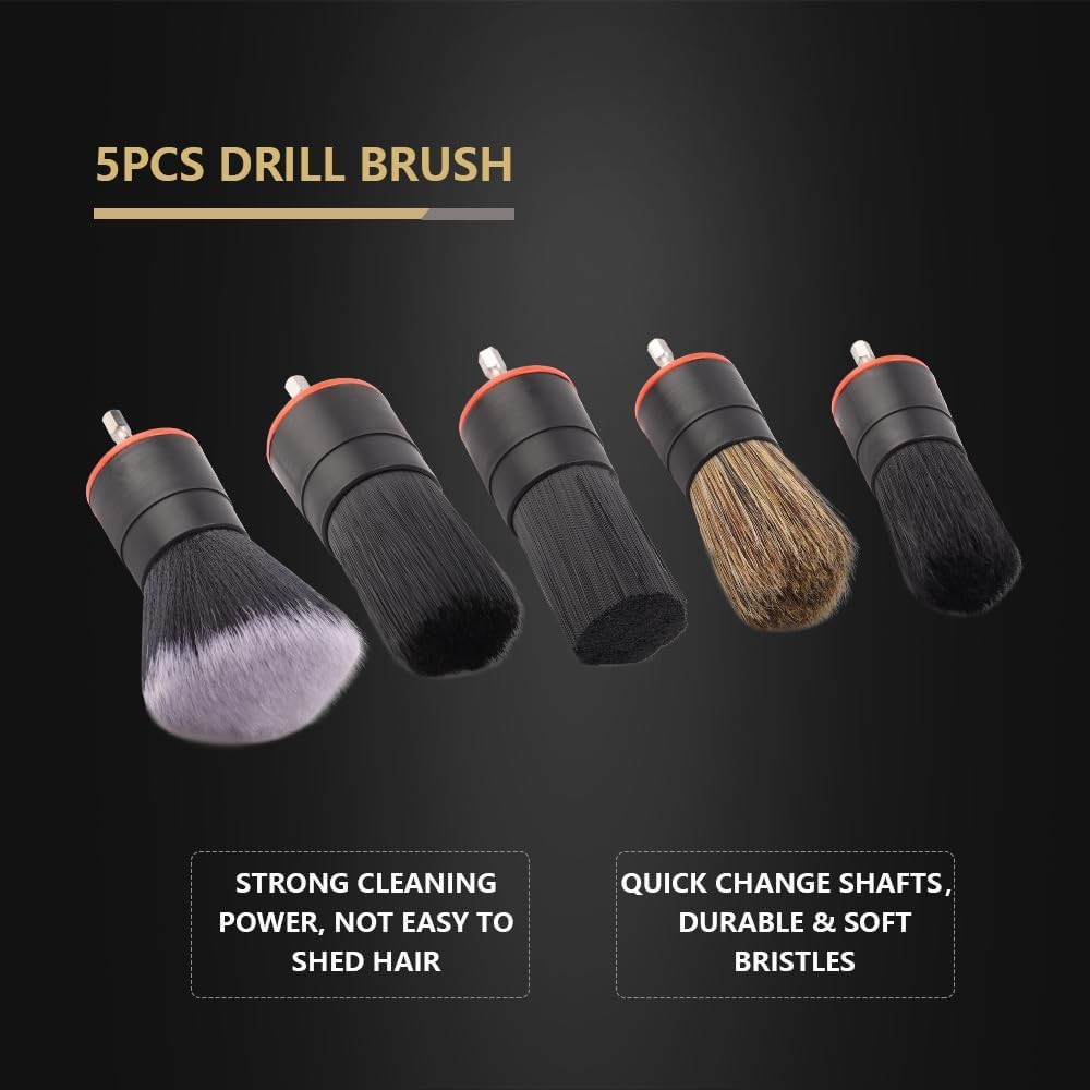 Drill Brush Attachment, 5 Pcs Mixed Hair Brush Head Set, Auto Detail Set, Replac