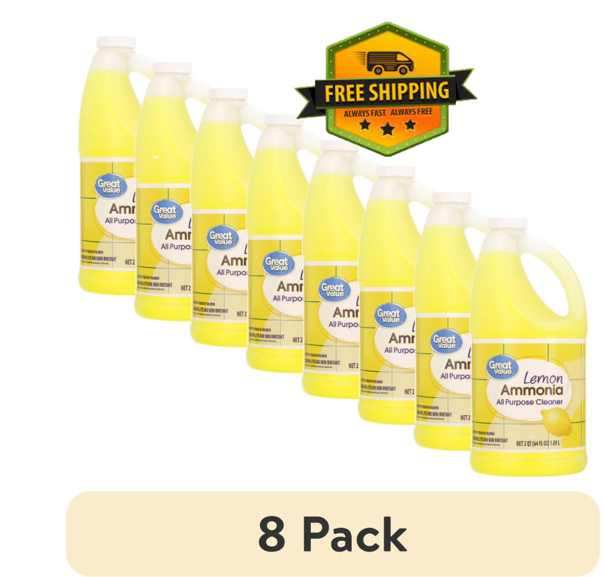 (8-pack) Great Value All-Purpose Cleaner with Ammonia, Lemon Scent, 64 fl oz