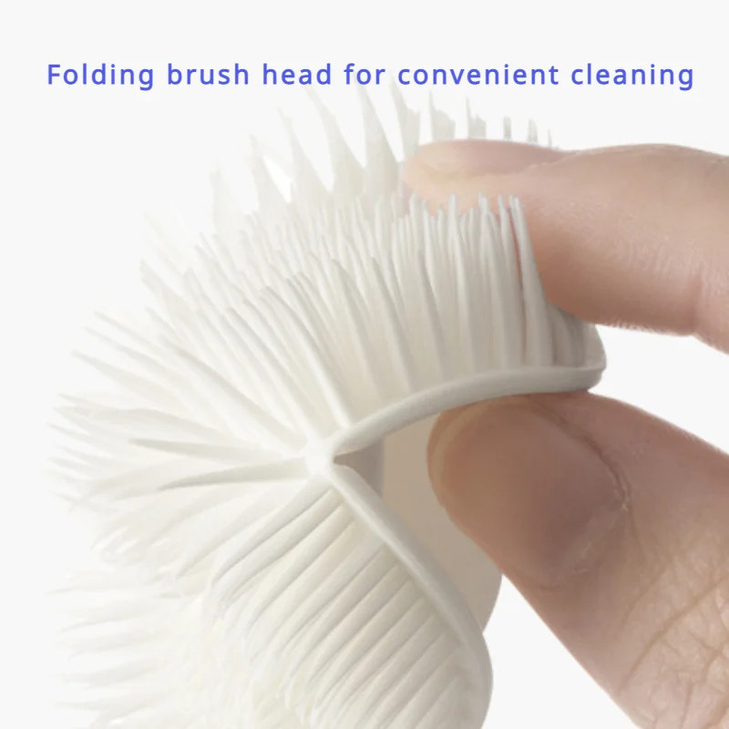 Foldable 360 degree silicone brush long handle reusable for bottles cups