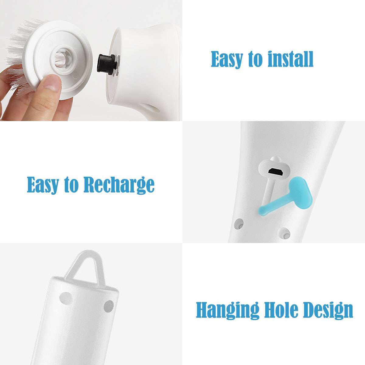 Electric Cordless Cleaning Brush Spin Scrubber Turbo Scrub Cleaner Rechargeable
